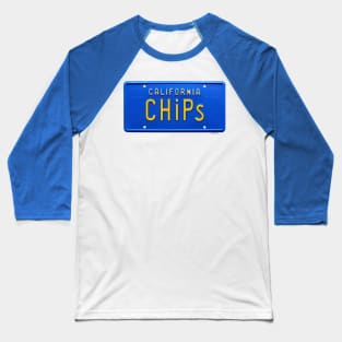 CHiPs California 1970s Blue License Plate Baseball T-Shirt